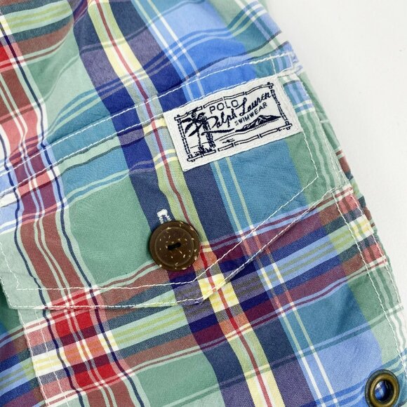 Polo Ralph Lauren Board Shorts Swim Trunks Mens Size Small Blue Multi Plaid - Picture 5 of 5